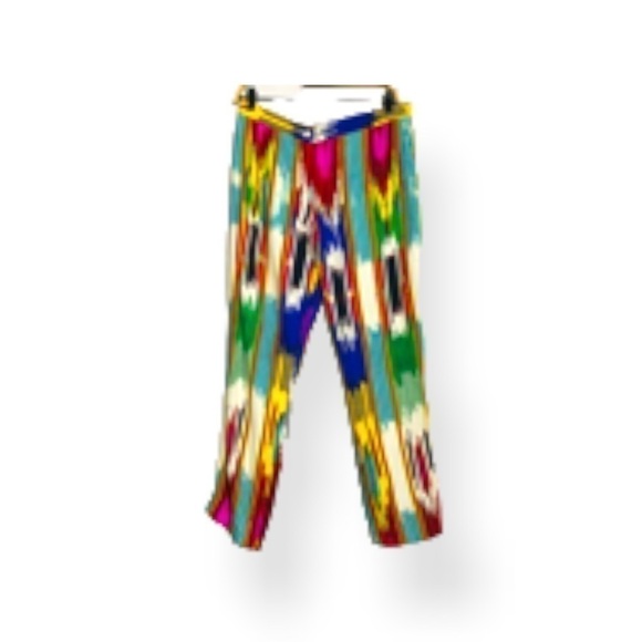 Etro Ikat-Print Ankle Pants, Pink/Multi Color Size 6 - Picture 6 of 13
